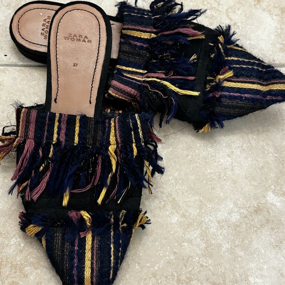 Zara Woman Fringe Mules size 37 - Picture 6 of 6